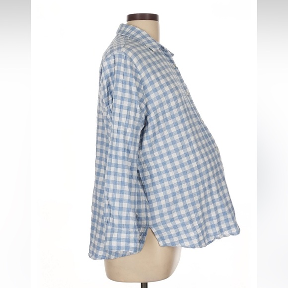 HATCH maternity blue white gingham boyfriend shirt 100% Cotton 3 L - Picture 4 of 8